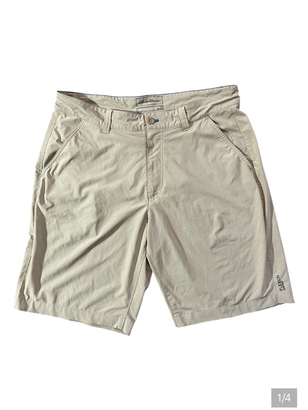 X9- Eddie Bauer Men's Tan Flat Front Shorts activewear